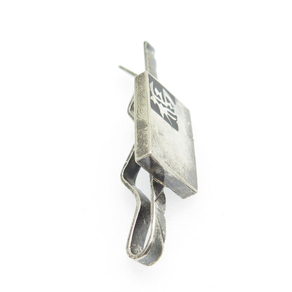 950 Silver Antique Enamel Chinese Character "Blessing" Tie Clip