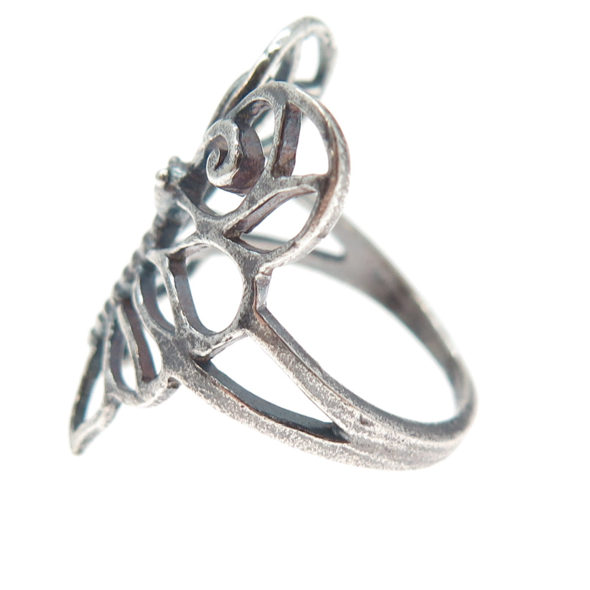 925 Sterling Silver Vintage Butterfly Oxidized Ring Size 9.25