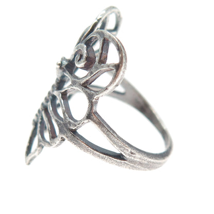 925 Sterling Silver Vintage Butterfly Oxidized Ring Size 9.25