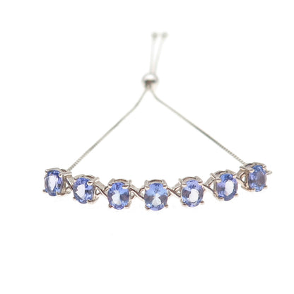 Chuck Clemency Sterling Silver Real Tanzanite Adjustable Bolo Bracelet 6-9.75"