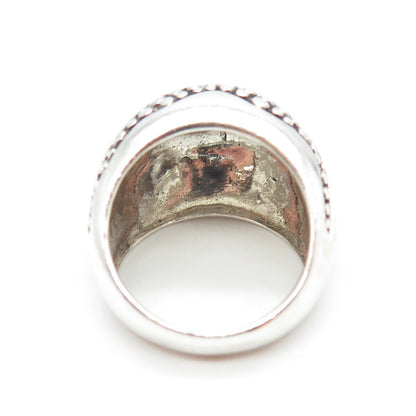 925 Sterling Silver Vintage Wavy Dome Granulated Ring Size 6.75