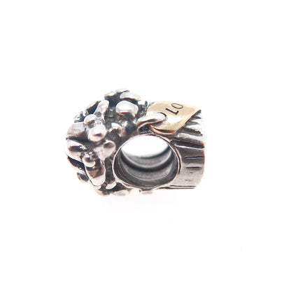 PANDORA 925 Sterling Silver & Gold Love Flower Bouquet Slide Bead Charm
