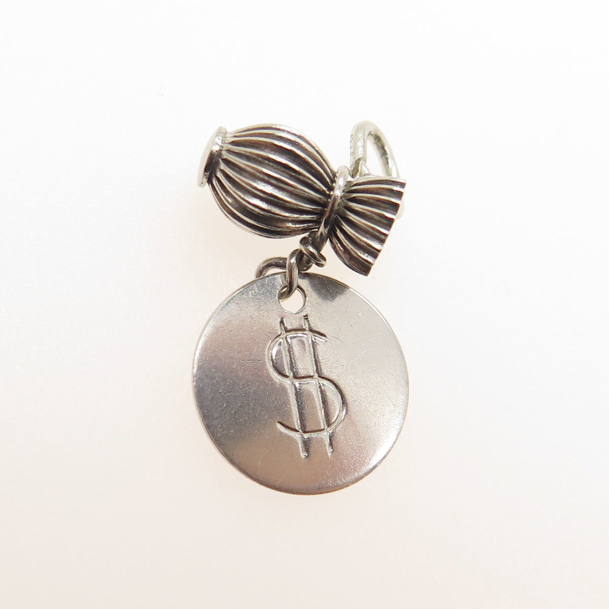 JM FISHER Sterling Silver Antique Art Deco Dollar Sign Minimalist Charm Pendant