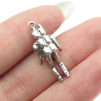 925 Sterling Silver Vintage Deep Sea Diver Minimalist 3D Charm Pendant