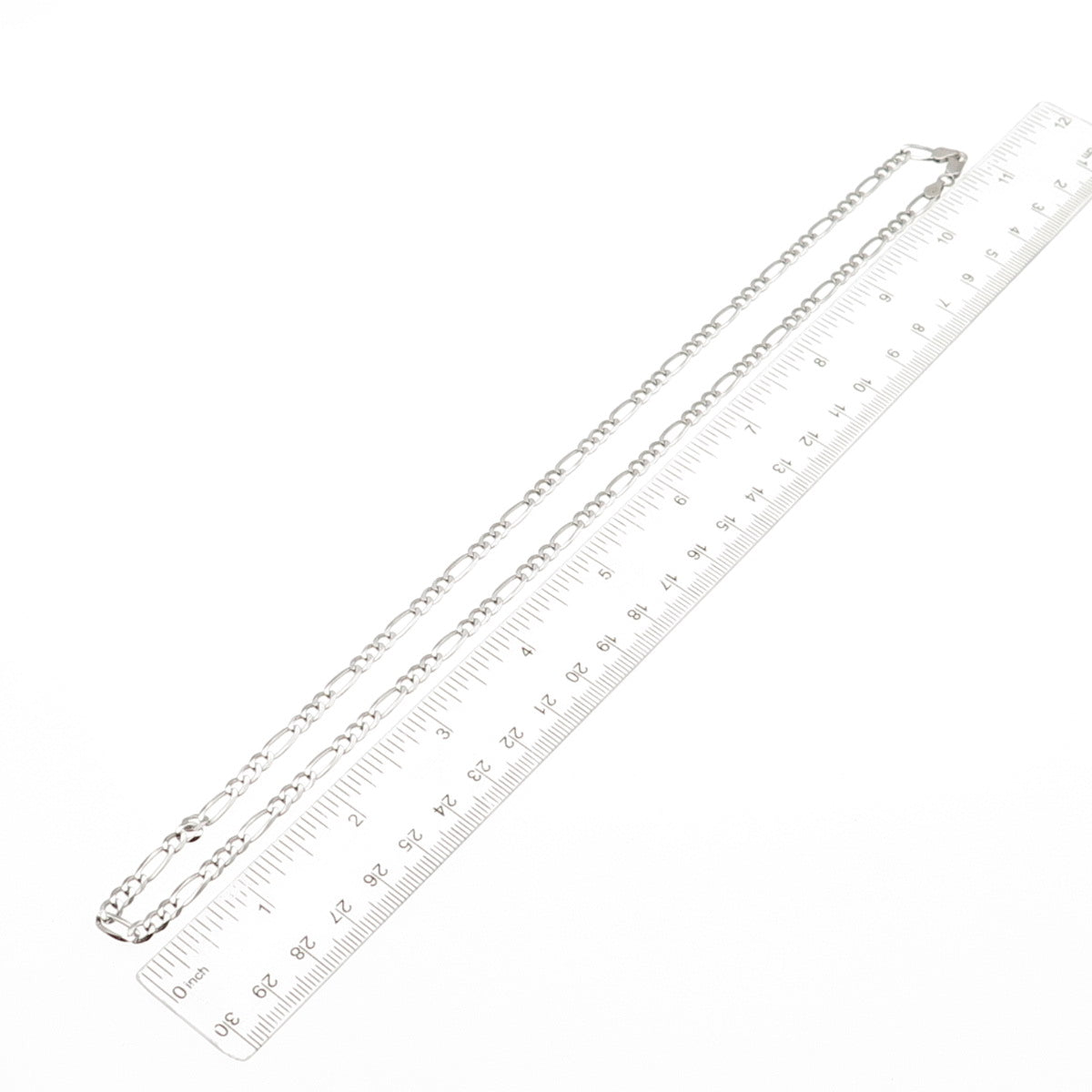 P. LUX 925 Sterling Silver Italy Figaro Chain Necklace 22"