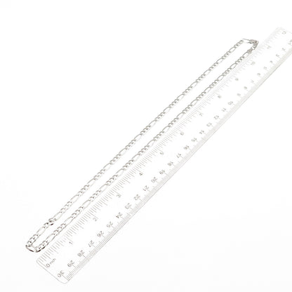 P. LUX 925 Sterling Silver Italy Figaro Chain Necklace 22"