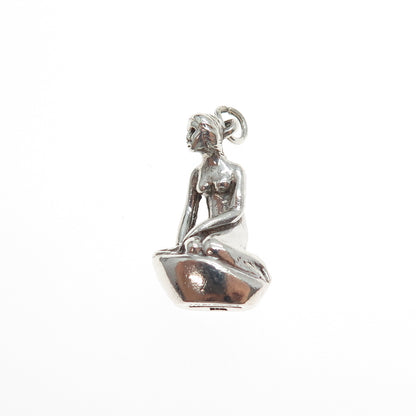 BERNARD HERTZ Sterling Silver Vintage Denmark Mermaid Mini 3D Charm Pendant