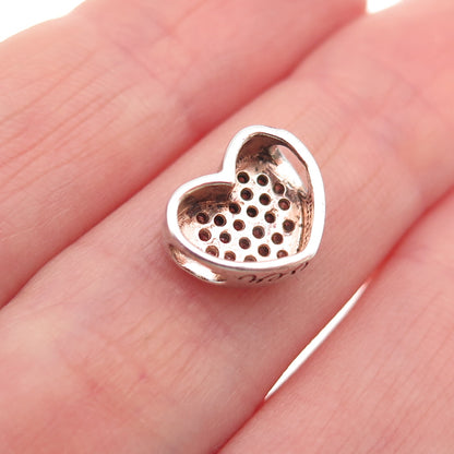 JCM Jacmel Mauritius 925 Sterling Silver C Z Heart Mini Slide Charm Pendant