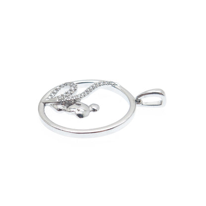 925 Sterling Silver Round-Cut C Z Tinker Bell Charm Pendant