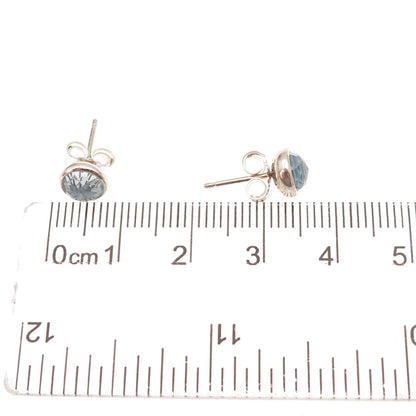 Pandora 925 Sterling Silver Blue Crystal March Birthstone Stud Earrings