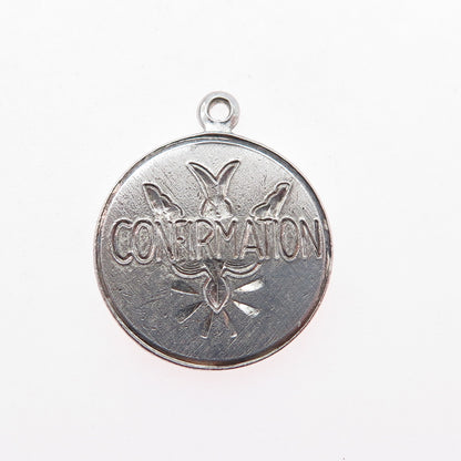 CREED 925 Sterling Silver Vintage Engraved Confirmation Charm Pendant