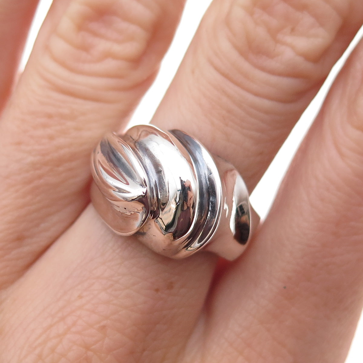 Pejois 925 Sterling Silver Vintage Modernist Oxidized Ring Size 8.25