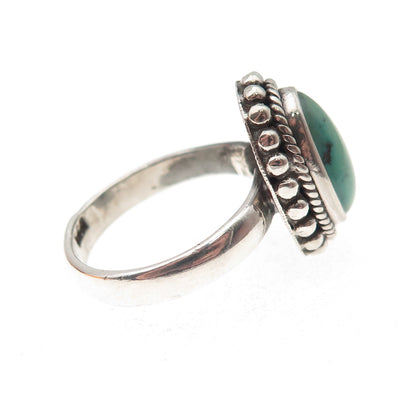 925 Sterling Silver Vintage Real Tyrone Turquoise Ball Beaded Ring Size 7.5