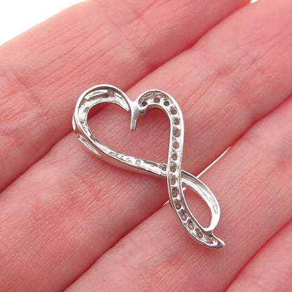 DIAG 925 Sterling Silver Real Diamond Infinity Heart Slide Charm Pendant