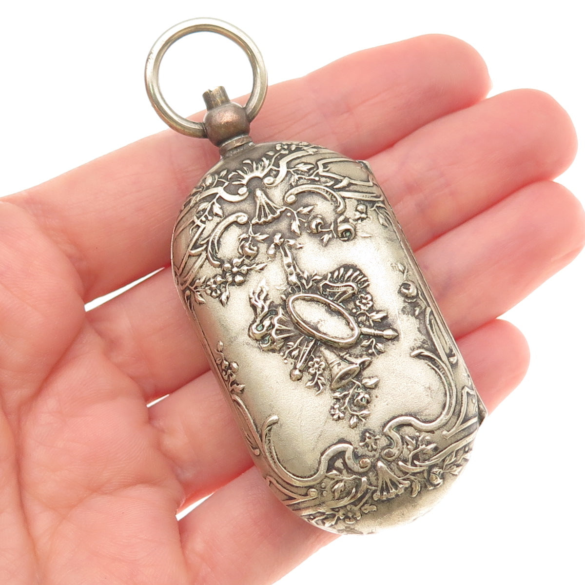 Antique Victorian France Extra Blanc Silver Plated Repousse Coin Case Holder