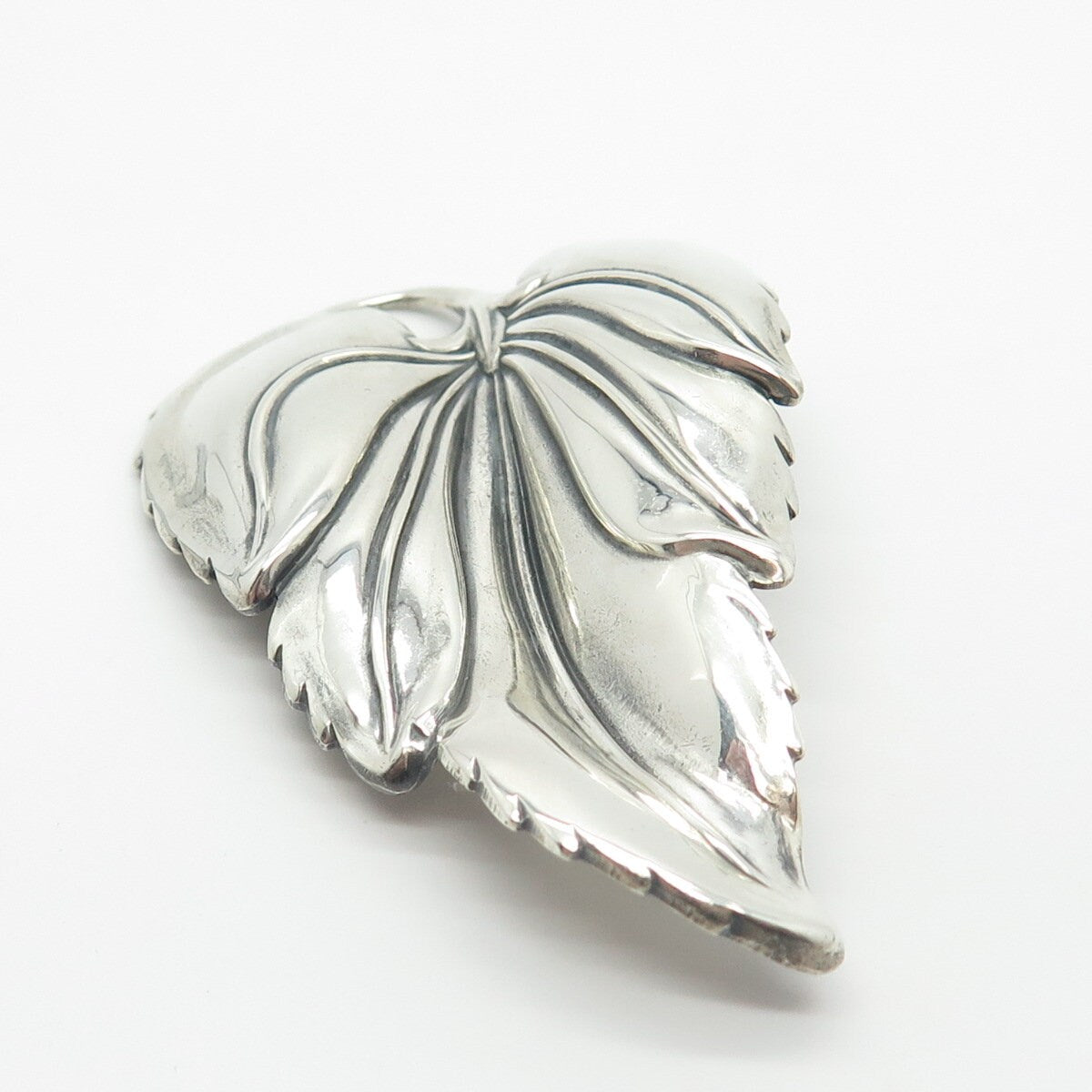 925 Sterling Silver Vintage Danecraft Leaf Pin Brooch