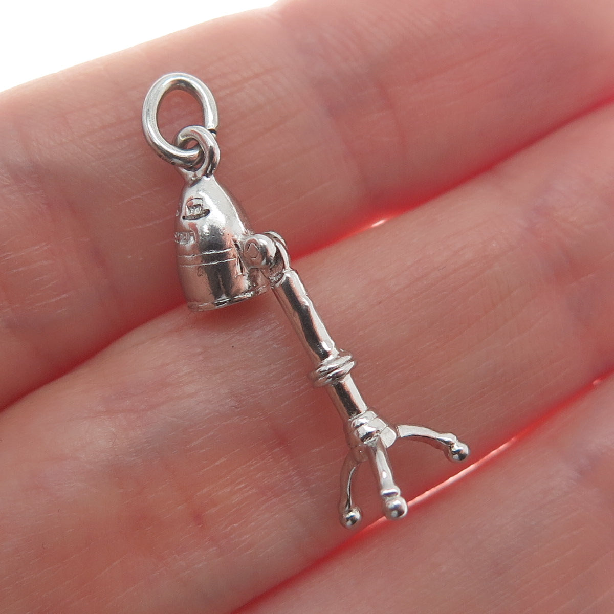 WELLS 925 Sterling Silver Vintage Salon Hairdryer Movable Minimalist 3D Pendant