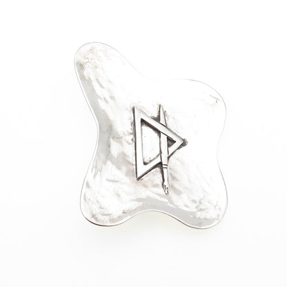 ARTE 925 Sterling Silver Vintage Modernist Abstract Hammered Pin Brooch