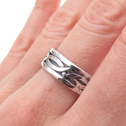 Boma 925 Sterling Silver Vintage Woven Oxidized Band Ring Size 10.25