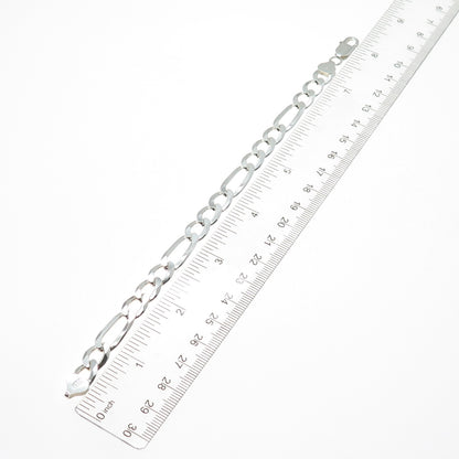 P. LUX 925 Sterling Silver Vintage Italy Figaro Link Bracelet 7.75"