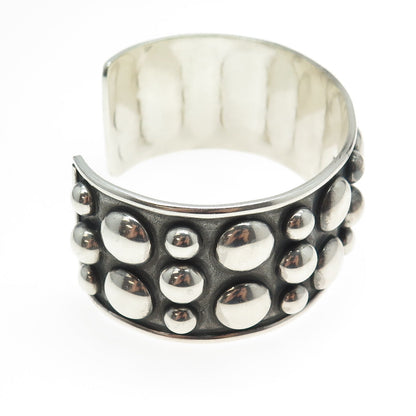 925 Sterling Silver Vintage Mexico Modernist Beaded Adjustable Bracelet 7.75"