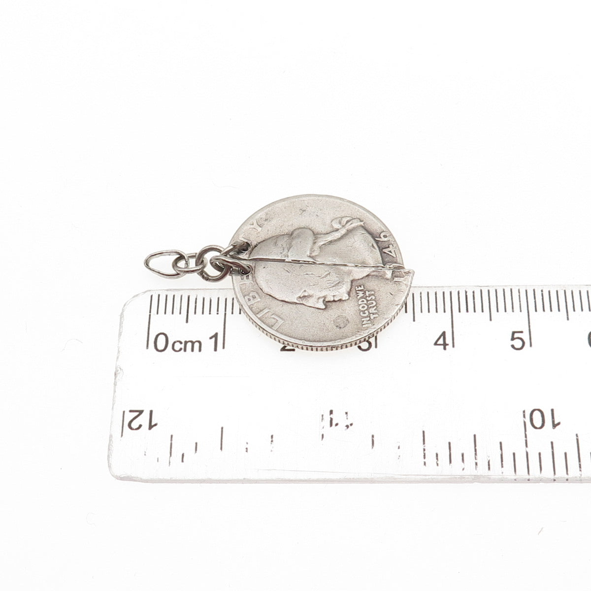 900 Silver Antique 1946 US Washington Quarter 2-Piece Coin Charm Pendant
