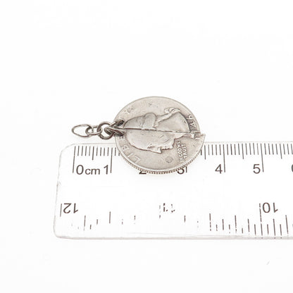 900 Silver Antique 1946 US Washington Quarter 2-Piece Coin Charm Pendant