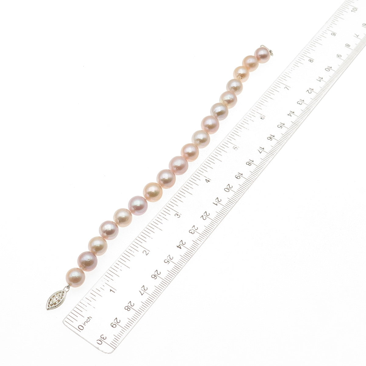 925 Sterling Silver Vintage Real Pearl Ball Beaded Link Bracelet 6.75"
