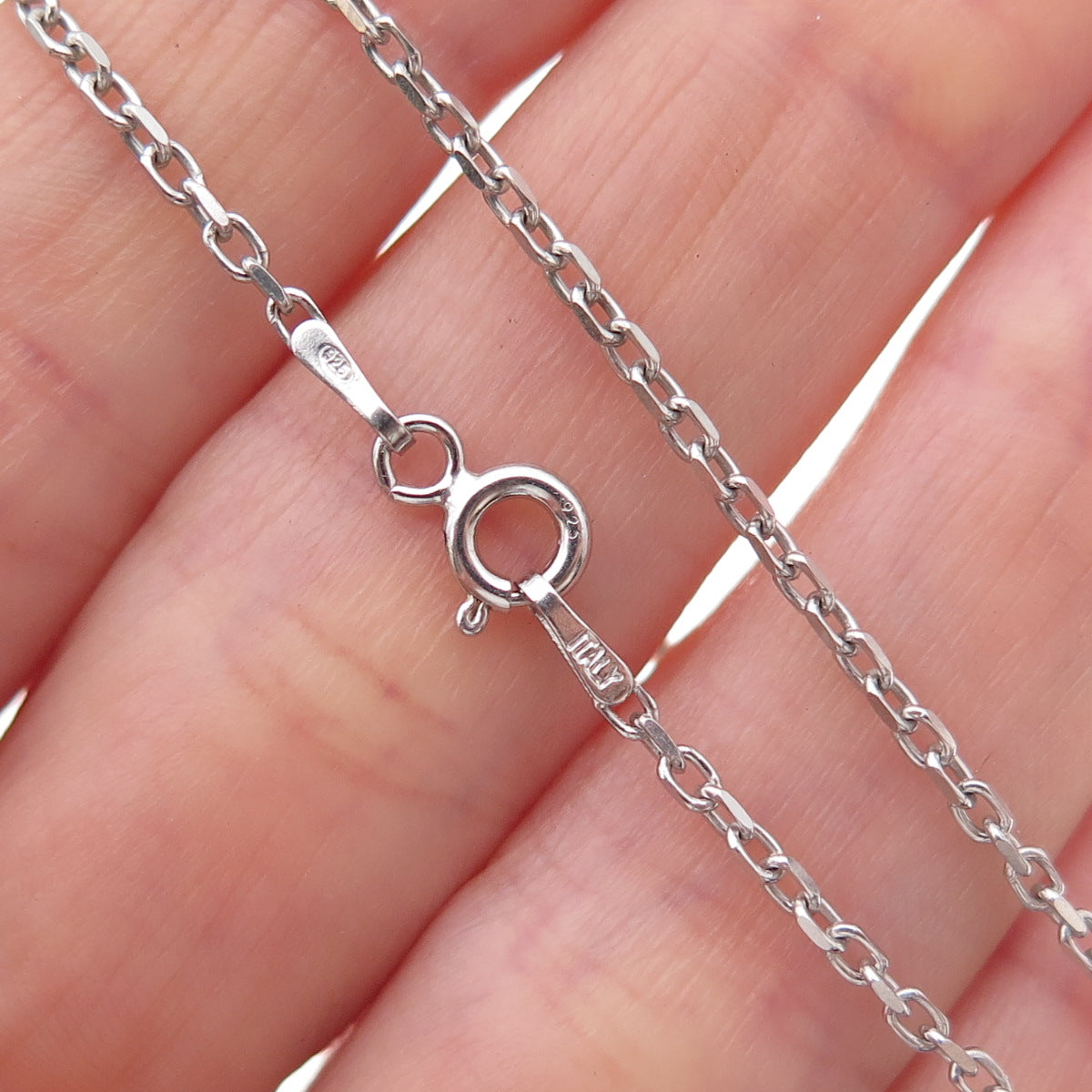 925 Sterling Silver Vintage Italy Cable Chain Necklace 16"