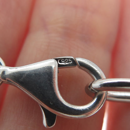 925 Sterling Silver Real Round-Cut Diamond Heart Link Bracelet 6.5"