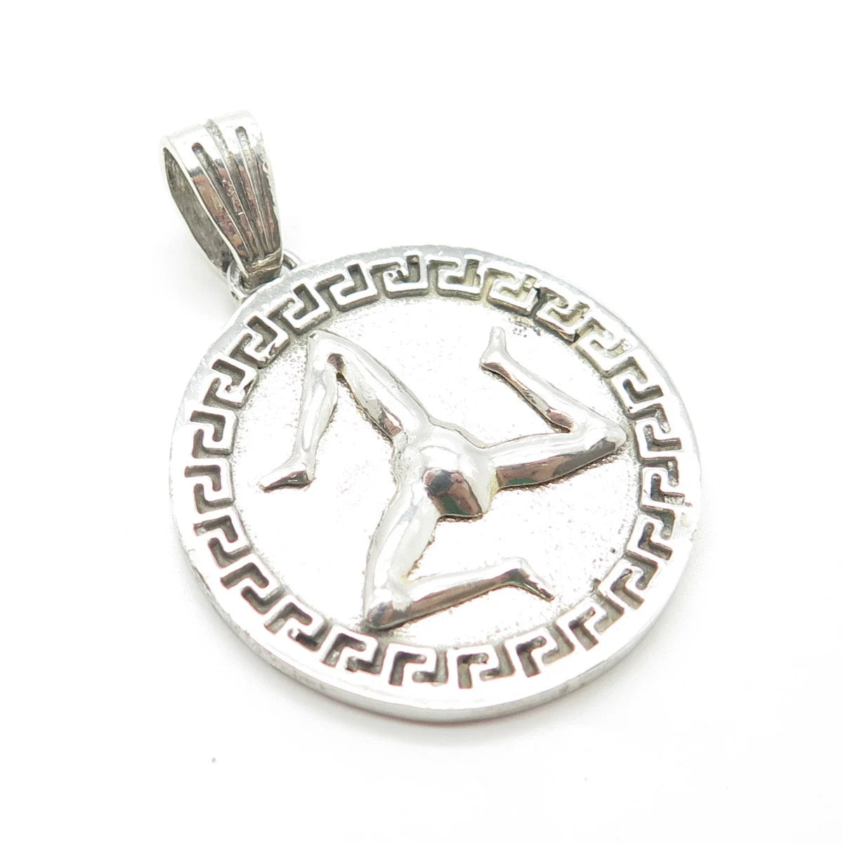 925 Sterling Silver Vintage Triskelion Sign Greek Maze Pendant