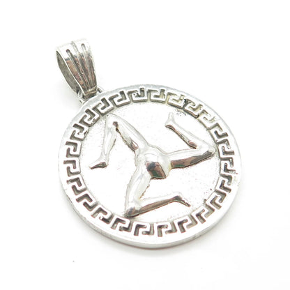 925 Sterling Silver Vintage Triskelion Sign Greek Maze Pendant