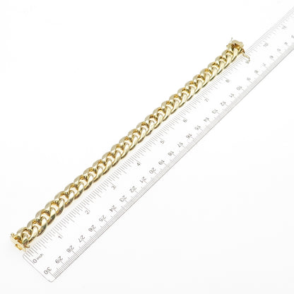 925 Sterling Silver Gold Plated Cuban Link Hollow Bracelet 8.5"