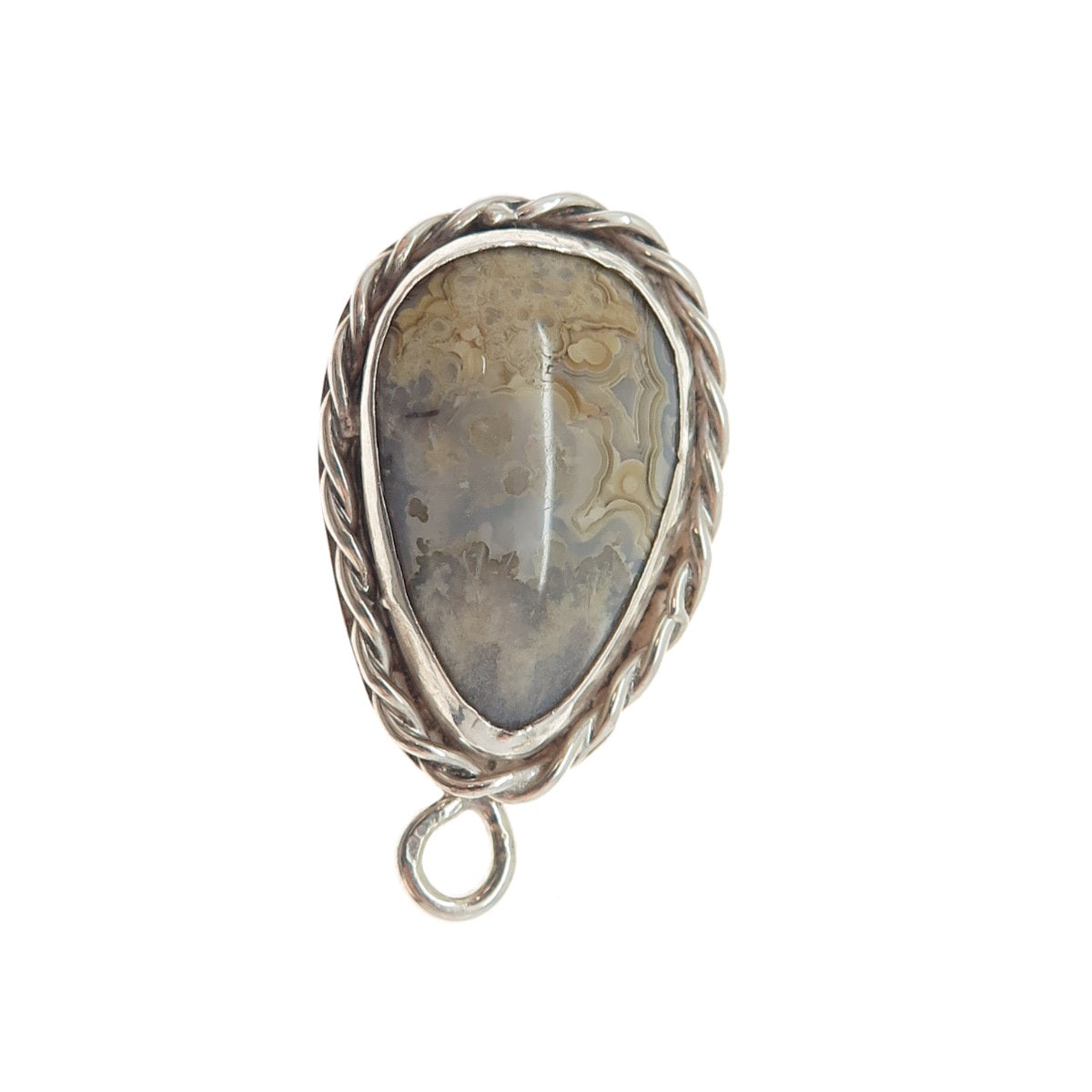 Old Pawn 925 Sterling Silver Vintage Southwestern Crazy Lace Agate Charm Pendant