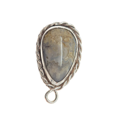 Old Pawn 925 Sterling Silver Vintage Southwestern Crazy Lace Agate Charm Pendant