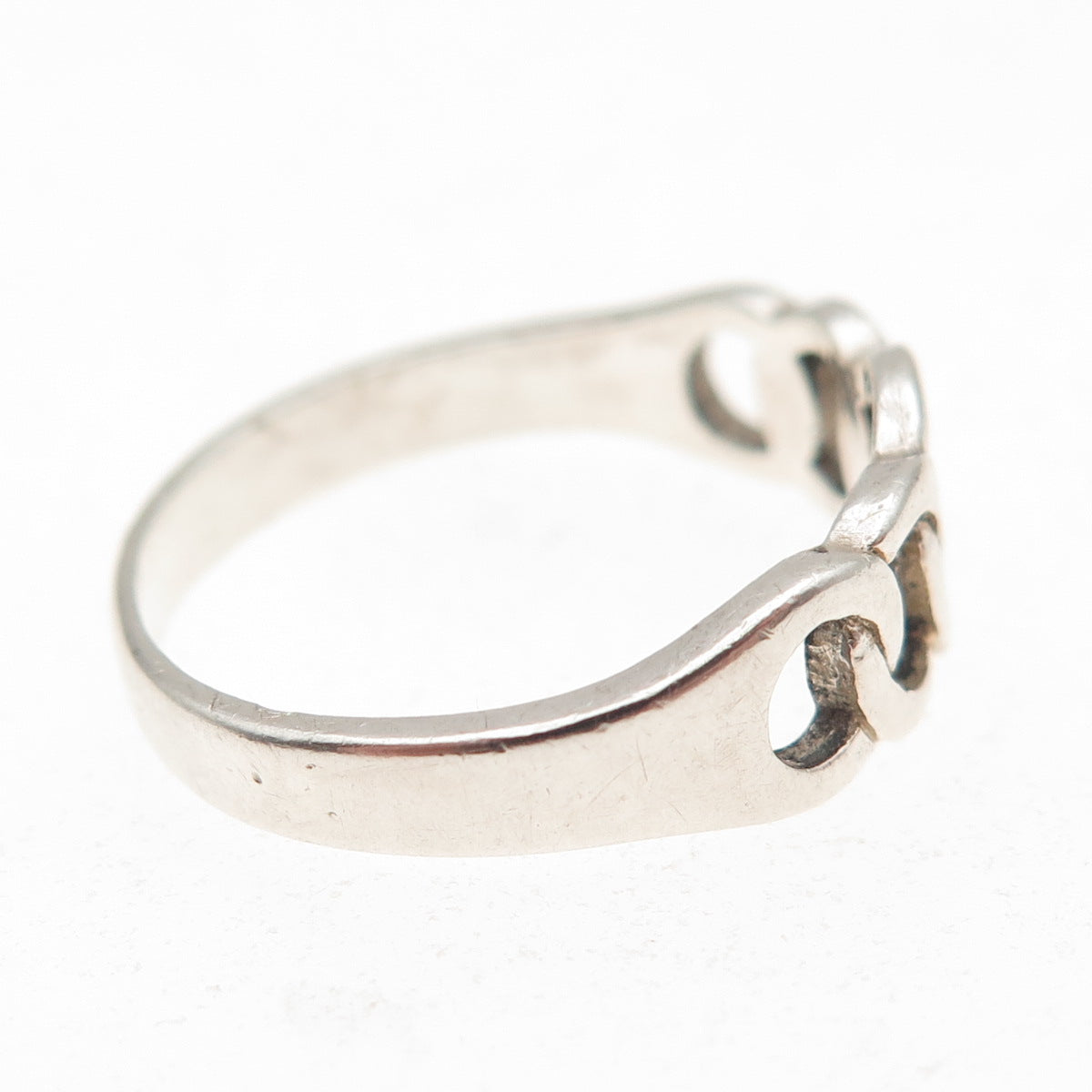 BOMA 925 Sterling Silver Vintage Interlocked Circle Link Ring Size 8