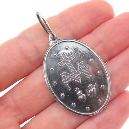 Rand & Paseka 925 Sterling Silver Vintage St. Mary Miraculous Oxidized Pendant