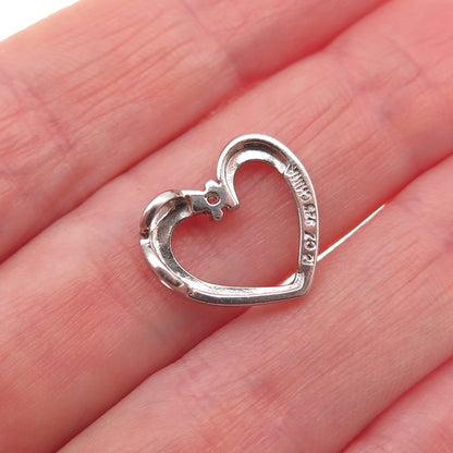 925 Sterling Silver Round-Cut C Z Heart Mini Slide Charm Pendant