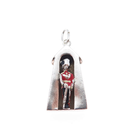 925 Sterling Silver Vintage Enamel Royal Guard 3D Charm Pendant