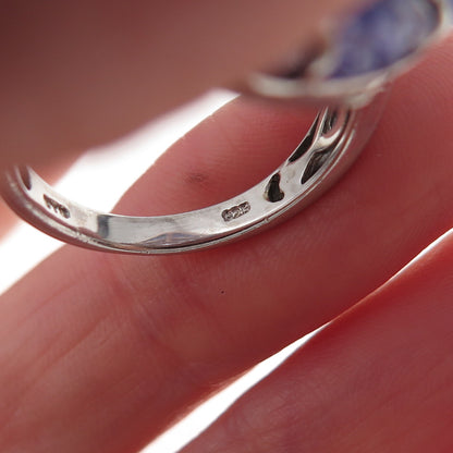 Chuck Clemency 925 Sterling Silver Real Tanzanite Beads Ring Size 8