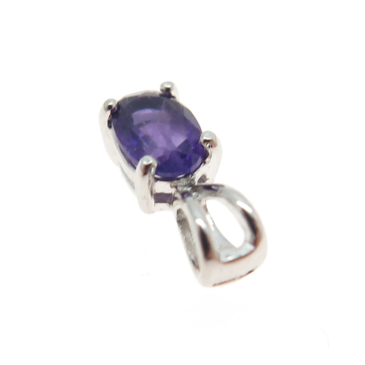 925 Sterling Silver Real Oval-Cut Amethyst Minimalist Pendant