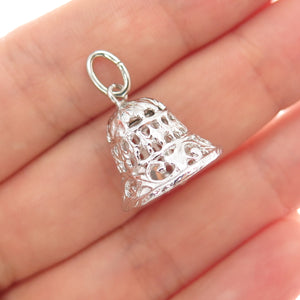 BEAU 925 Sterling Silver Vintage Bell Minimalist 3D Charm Pendant