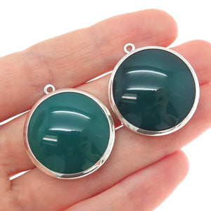 ZUMAN 925 Sterling Silver Vintage Israel Real Green Onyx Jacket Earrings