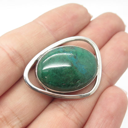 925 Sterling Silver Vintage Real Eilat Gemstone Pin Brooch / Pendant