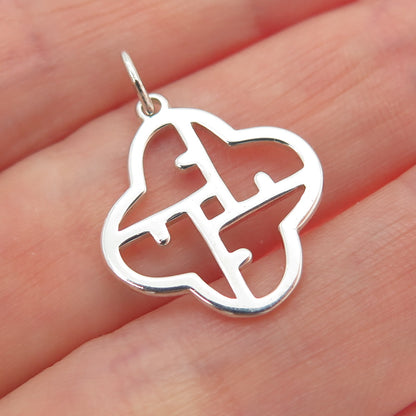 925 Sterling Silver Vintage Clover Letter F Alphabet Minimalist Charm Pendant