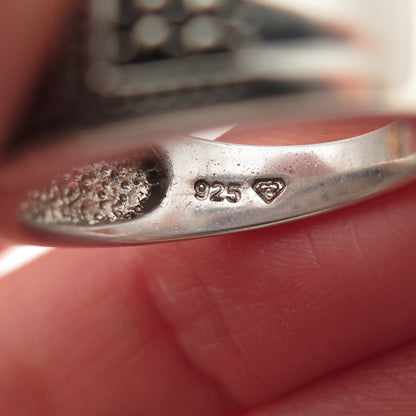 925 Sterling Silver Real Round-Cut Black Diamond Ring Size 7.25