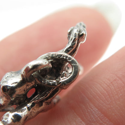 BEAU 925 Sterling Silver Antique Art Deco Horse Mom & Child 3D Charm Pendant