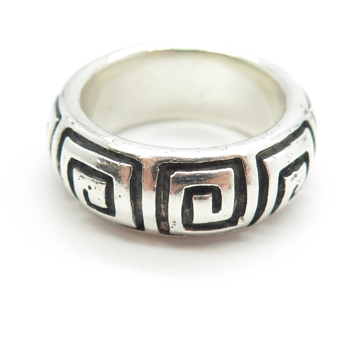 925 Sterling Silver Vintage Greek Maze Band Ring Size 10