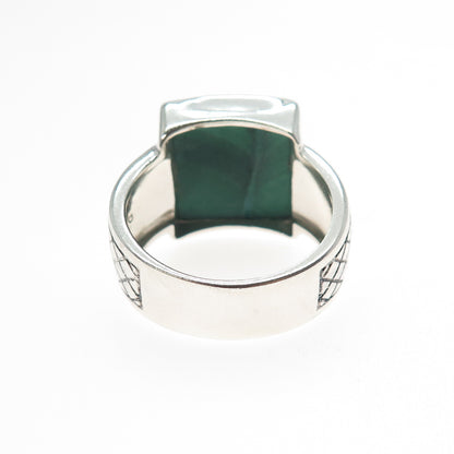 PHLD PlayHardLookDope 925 Sterling Silver Real Malachite Ring Size 11.5
