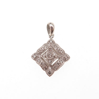 14K White Gold Mexico Real Round-Cut Diamond Charm Pendant